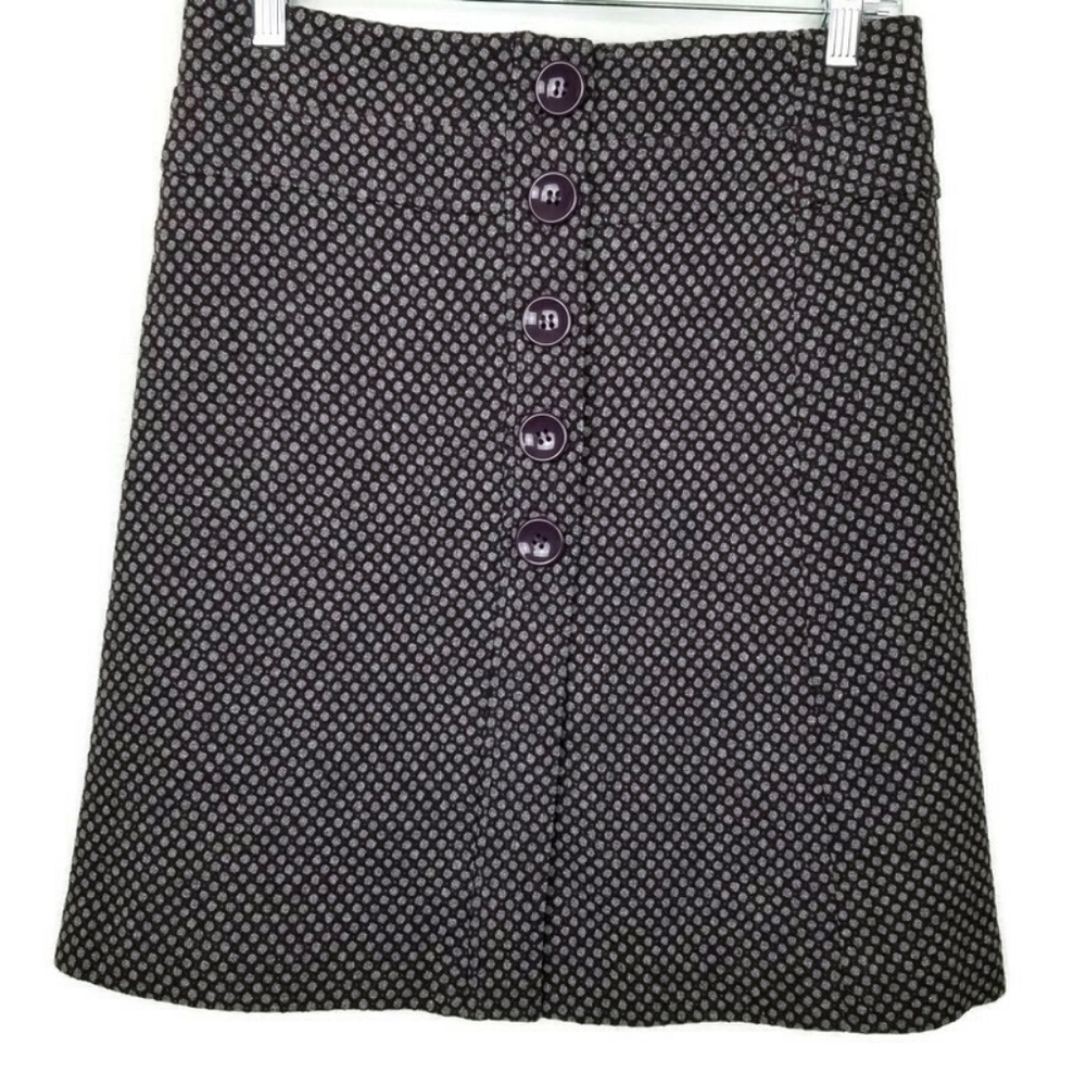 Talbots Wool Skirt Purple with Gray Polka Dots Women's Size 2